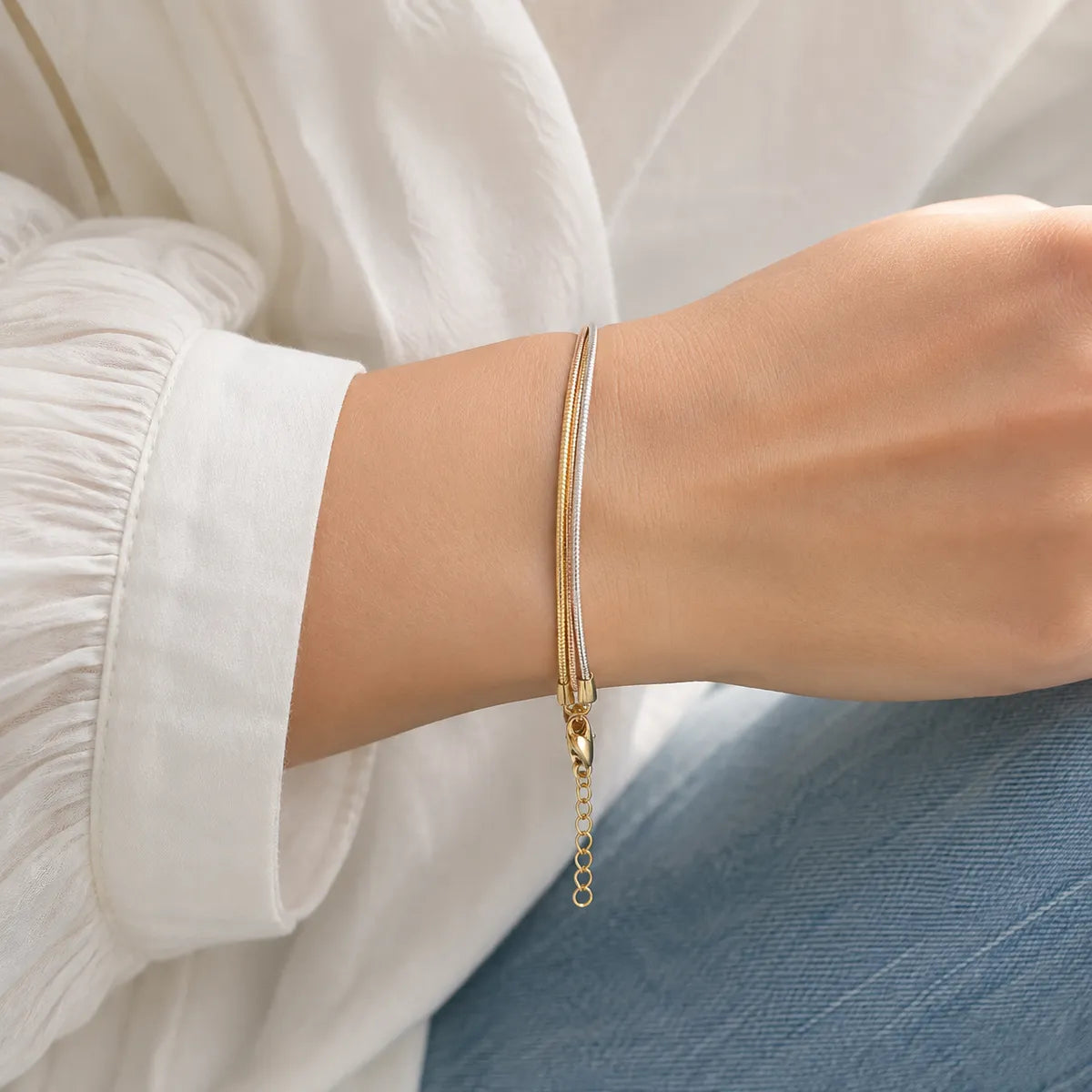 Tri-Tone Harmony Snake Chain Bracelet - made with 925 Silver