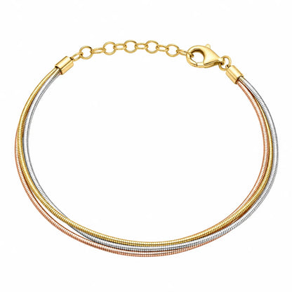 Tri-Tone Harmony Snake Chain Bracelet - made with 925 Silver