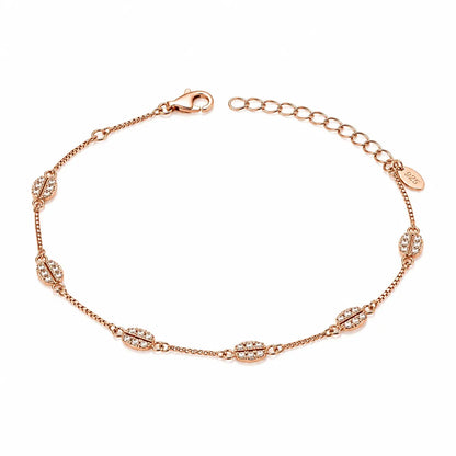 Sparkling Coffee Bean Bar Box Bracelet - Rose Gold - made with 925 Silver