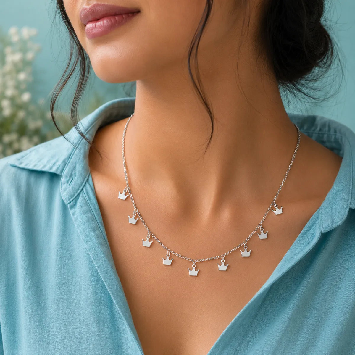 Crown Charm Necklace – 925 Sterling Silver