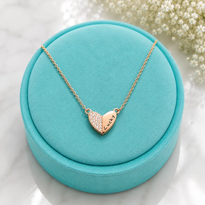 Lucky Heart Pendant Necklace - Rose Gold - 925 Sterling Silver