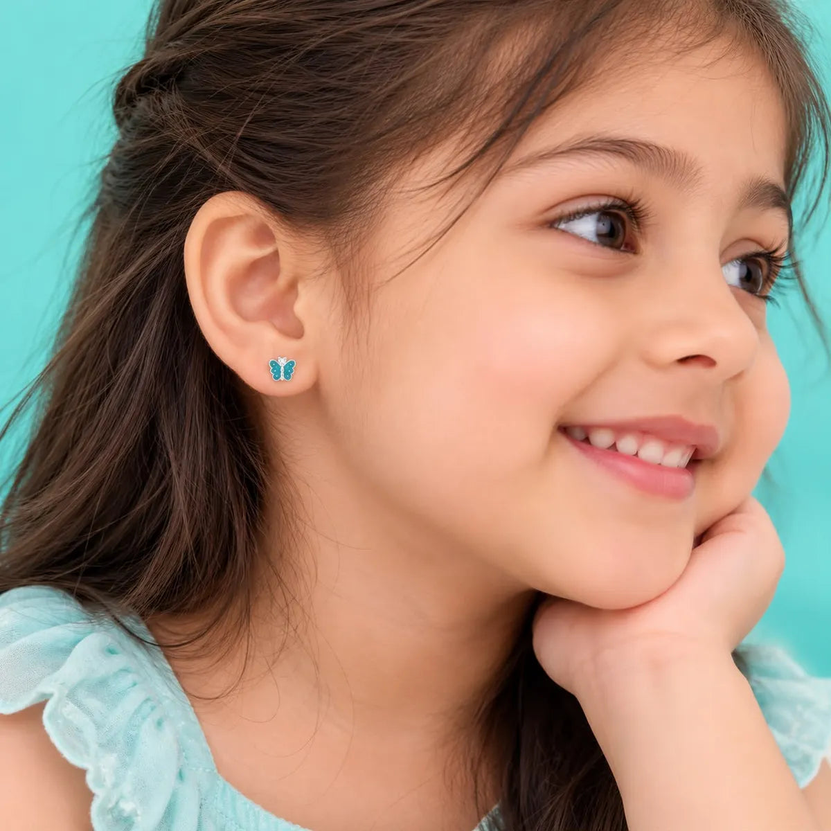 Tivara Turquoise Butterfly Kids Earrings - Made with 925 Silver