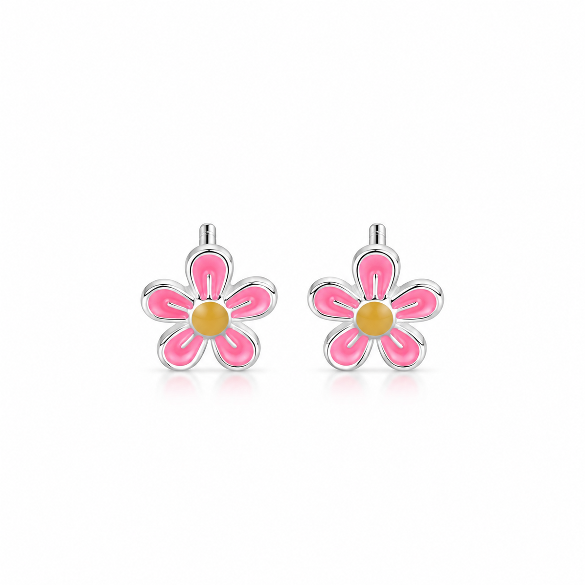 Tivara Pink Daisy Kids Earrings - Made with 925 Silver