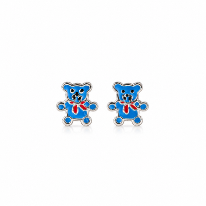 Tivara Blue Teddy Bear Kids Earrings - Made with 925 Silver
