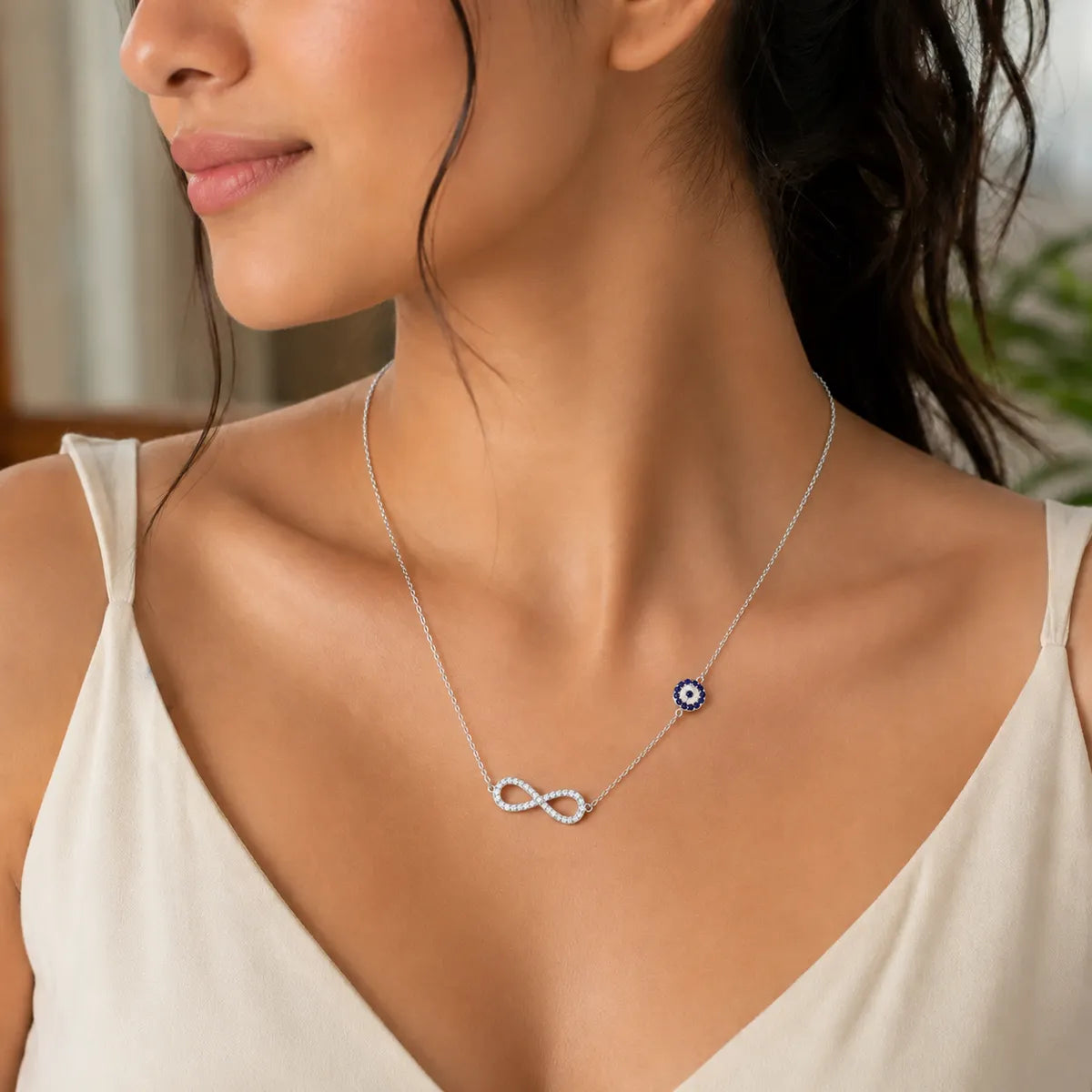 Infinity Evil Eye Necklace - 925 silver
