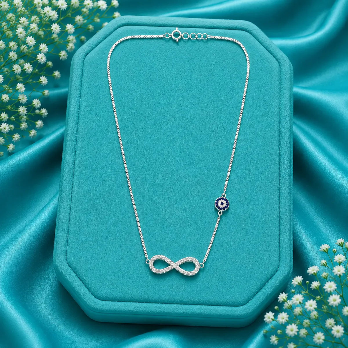 Infinity Evil Eye Necklace - 925 silver
