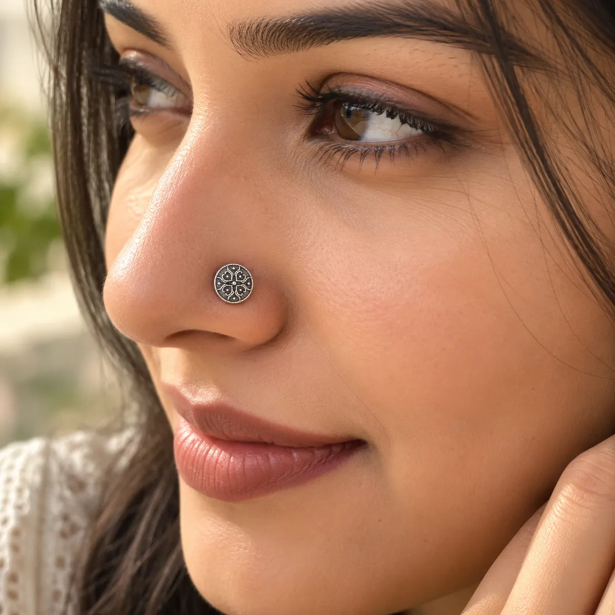 Tivara Charminar Heritage Nose Stud - Made with 925 Silver