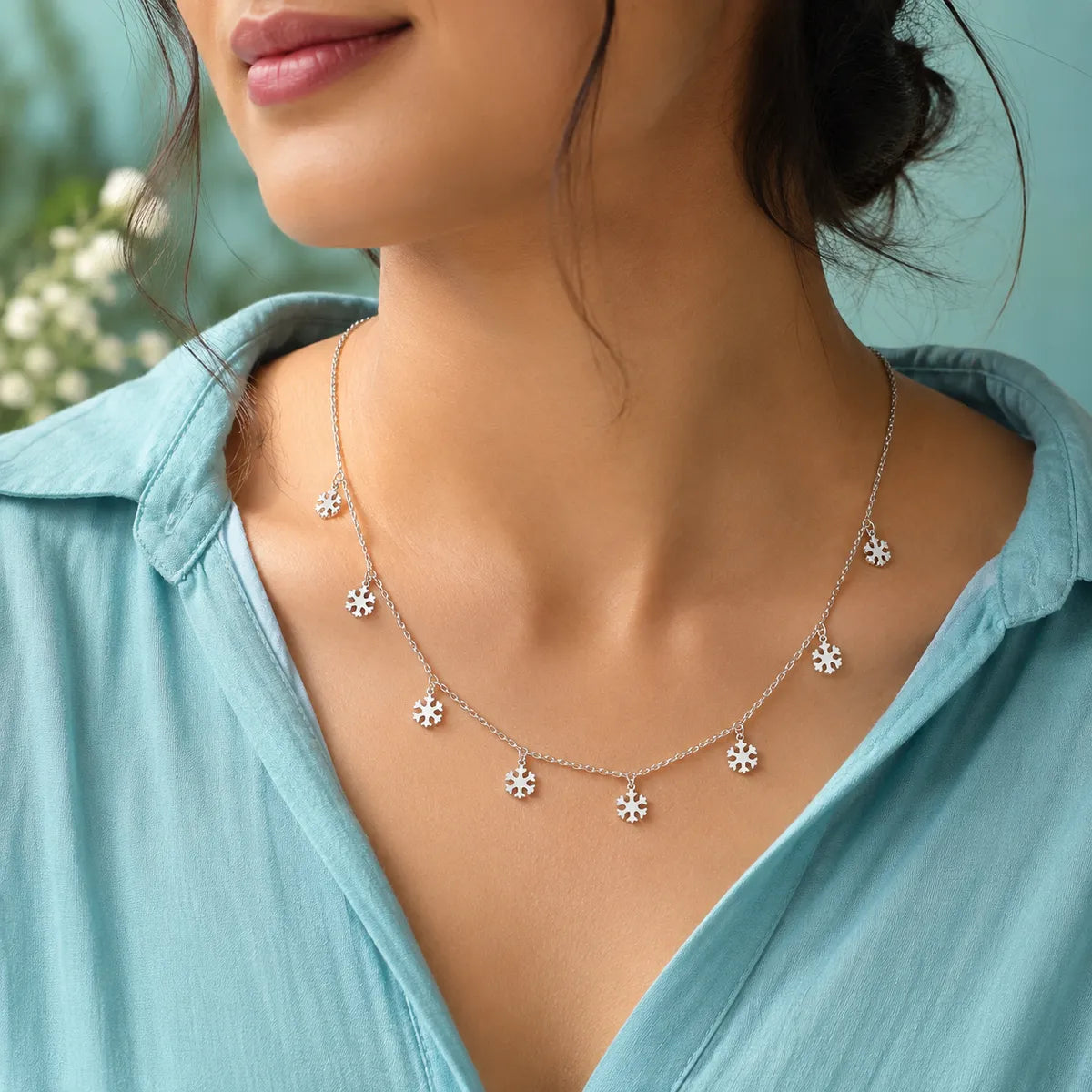 Multi Snowflake Charm Necklace - made with 925 Silver