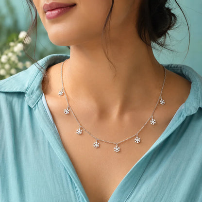 Multi Snowflake Charm Necklace - made with 925 Silver