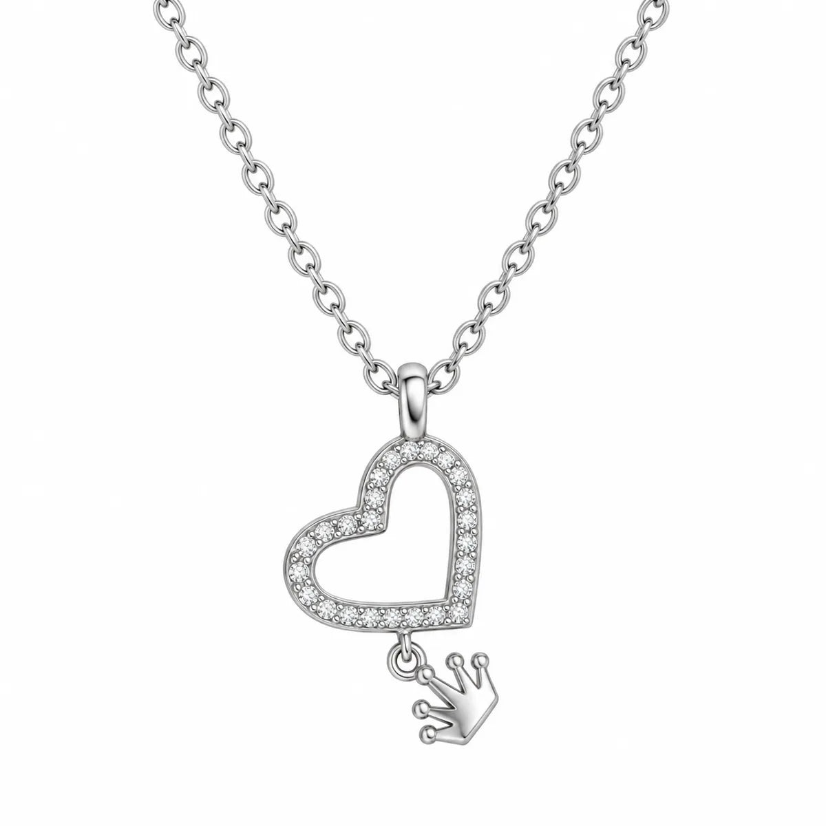 Crowned Heart Pendant Necklace - made with 925 Silver
