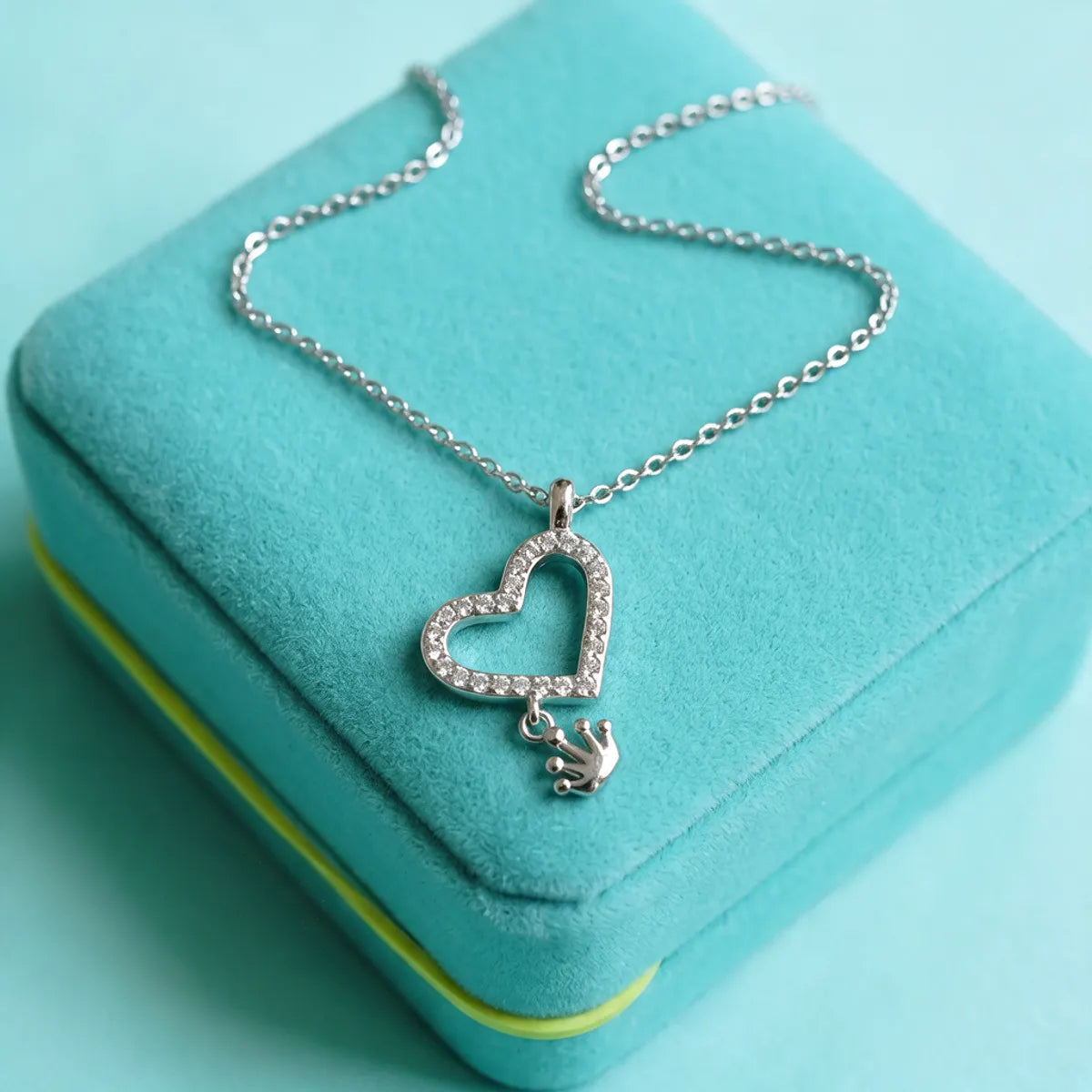 Crowned Heart Pendant Necklace - made with 925 Silver