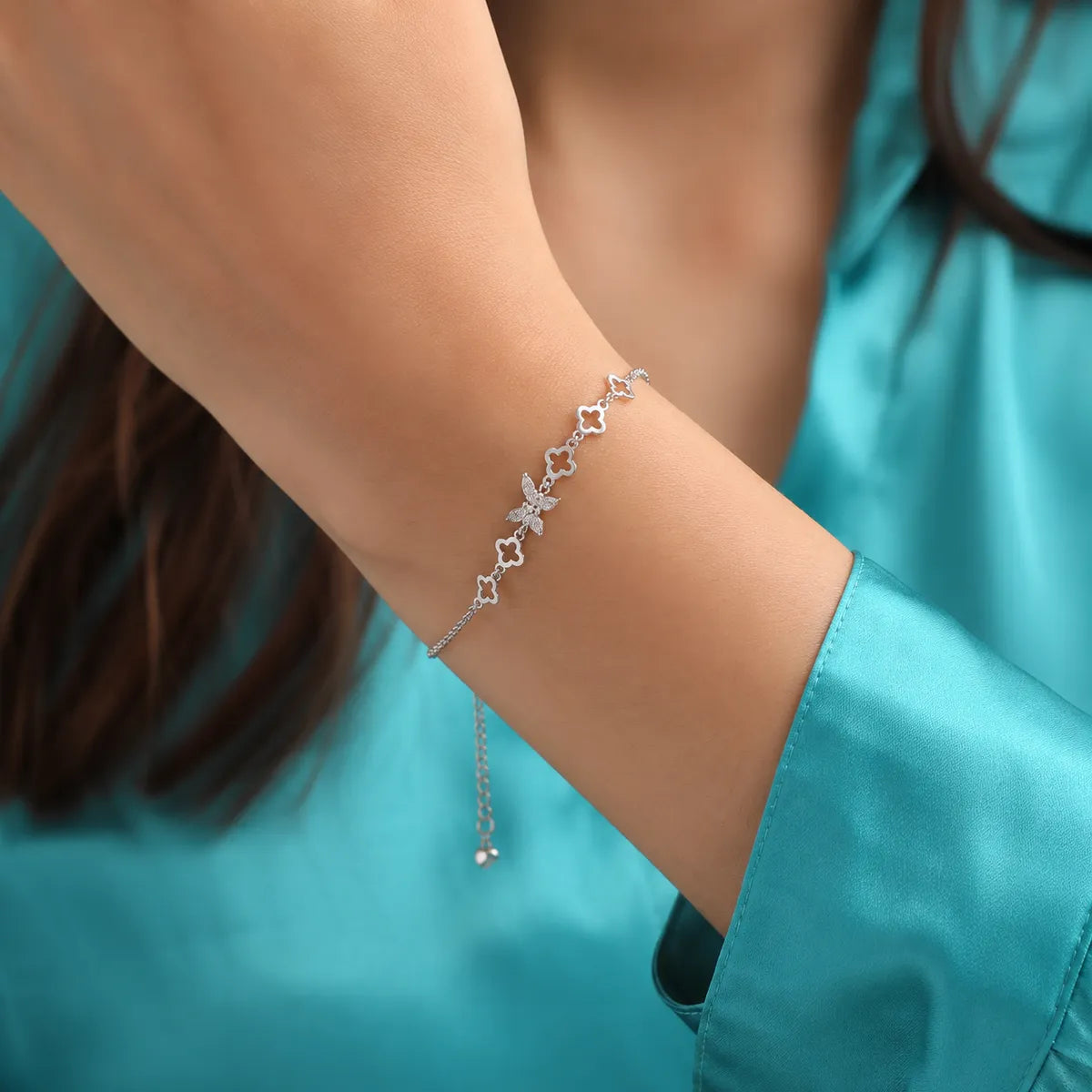 Enchanted Clover & Butterfly Bracelet - made with 925 Silver