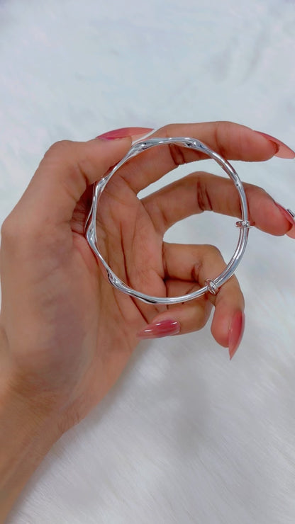Twisted 999.9 purity silver kada - Adjustable
