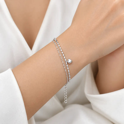 Minimalist Sweetheart Dual Bracelet - made with 925 Silver