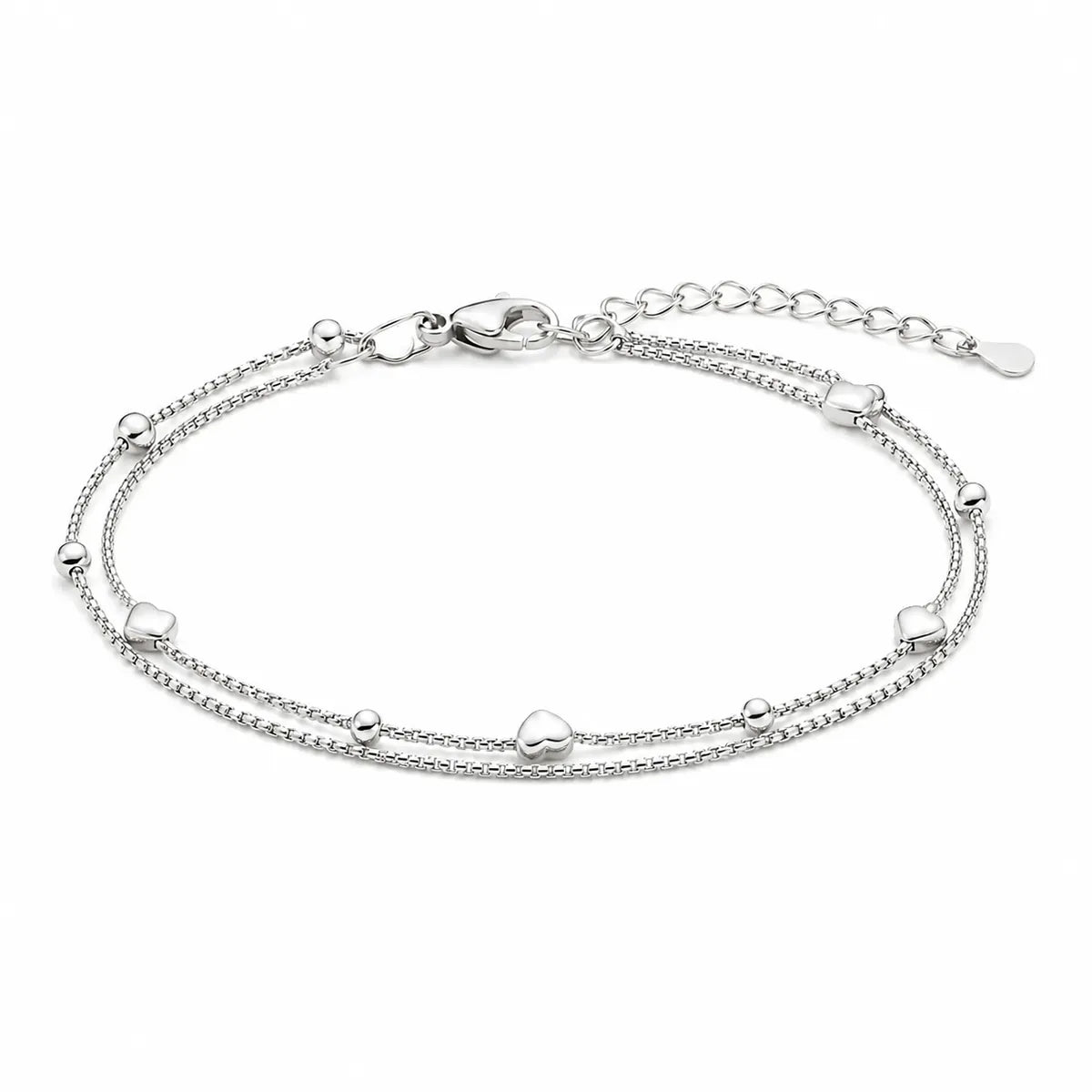 Dual Heart Bead Bracelet - made with 925 Silver