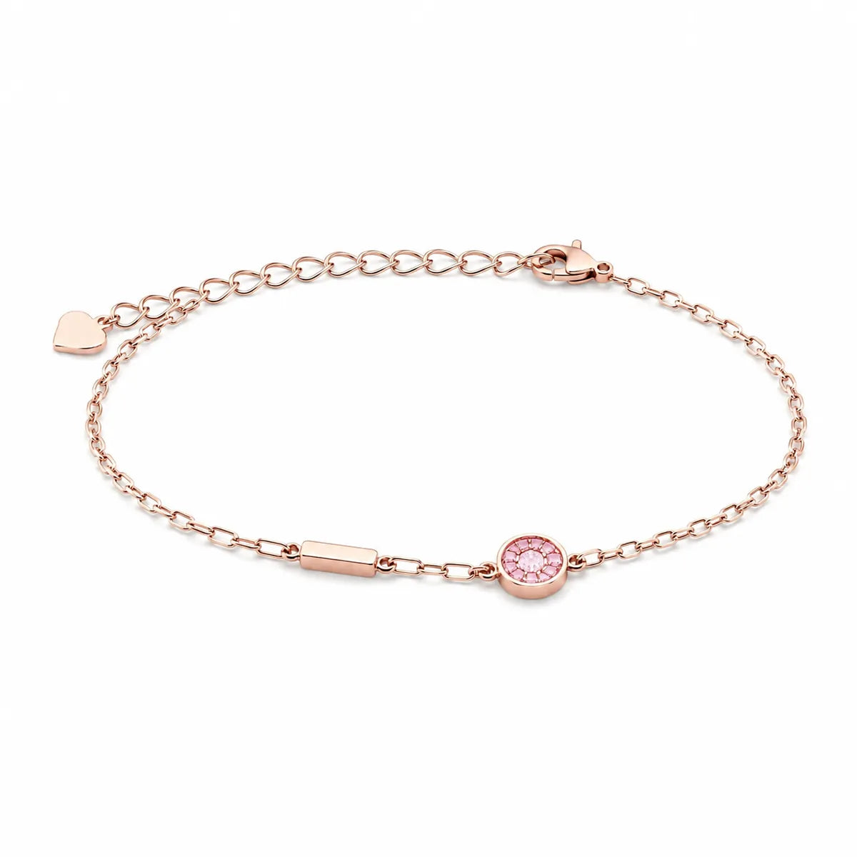 Celestial Disc & Bar Link Bracelet - Rose Gold - made with 925 Silver