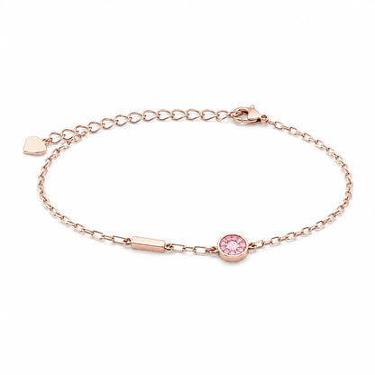 Celestial Disc & Bar Link Bracelet - Rose Gold - made with 925 Silver