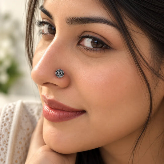 Tivara Heritage Bloom Floral Nose Stud - Made with 925 Silver