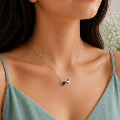 Sterling Silver Asymmetrical Floral Infinity Necklace - made with 925 Silver