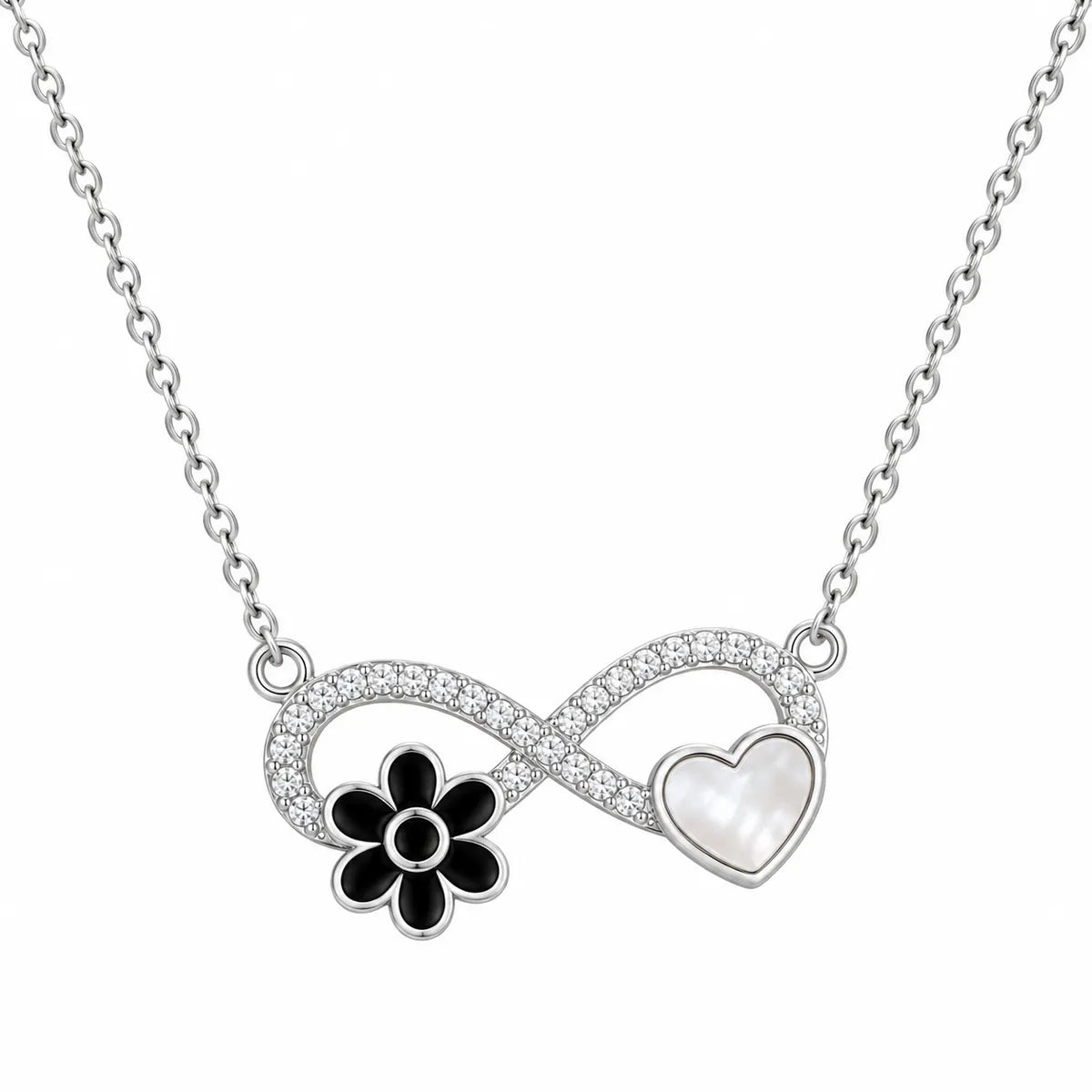 Sterling Silver Asymmetrical Floral Infinity Necklace - made with 925 Silver