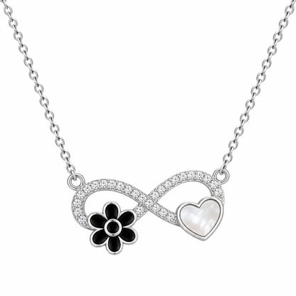 Sterling Silver Asymmetrical Floral Infinity Necklace - made with 925 Silver
