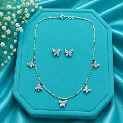 Flutter Charm Butterfly Necklace Set – 925 Sterling Silver